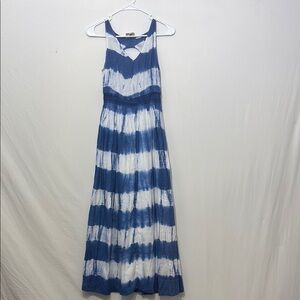 Anthropologie Blue and White Halter Sundress